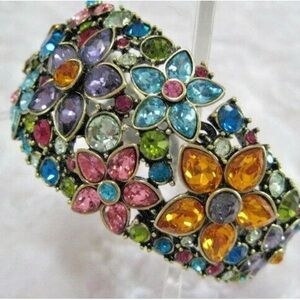 HEIDI DAUS "Fantasy In Florals" Swarovski Crystals Bracelet sz M/L NIB
